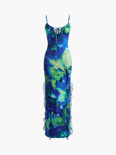 Stretch-Kleid mit gekräuseltem Saum und Bindeband am Hals